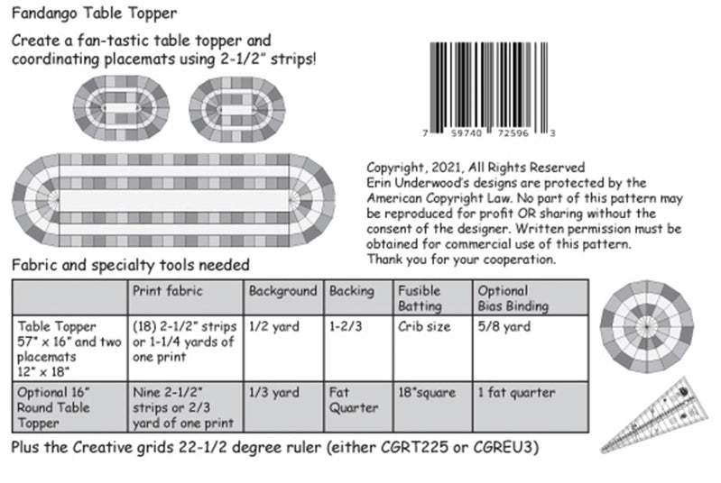 Fandango Runner & Placemat Set Pattern - Everything Fabric