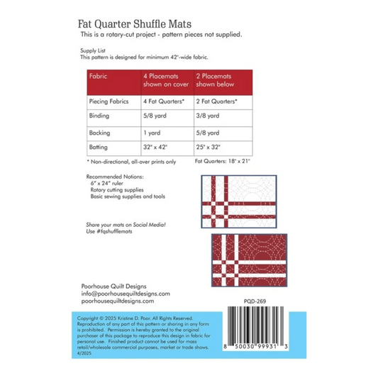 Fat Quarter Shuffle Mats Pattern - Everything Fabric