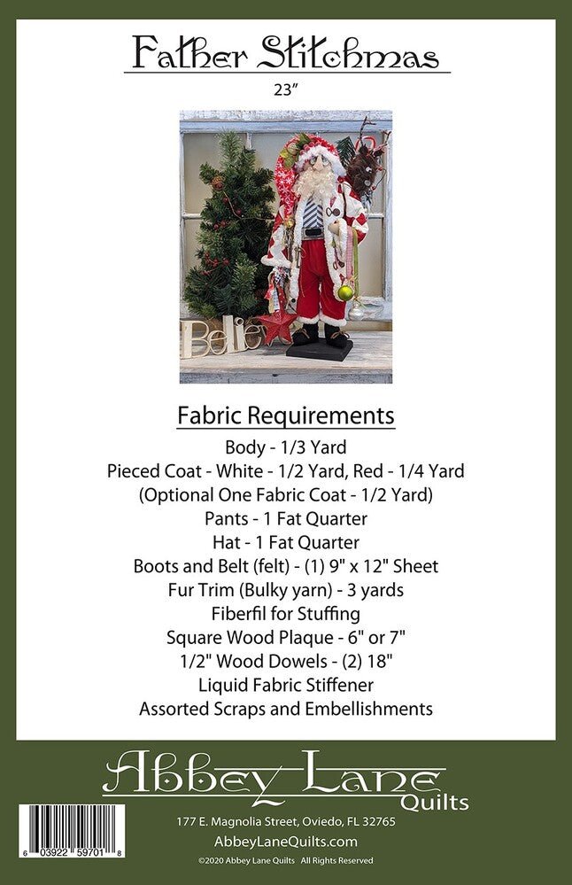 Father Stitchmas Doll Pattern - Everything Fabric