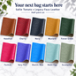 Sallie Tomato Legacy faux leather, half-yard cut — Hazelnut, Cherry, Navy, Mustard, Forest Green, Fuchsia, Very Peri, Electric Blue, Robin Egg, Eucalyptus