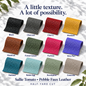 Sallie Tomato Pebble faux leather, half-yard cut — Black, Charcoal, Cherry, Mustard, Hazelnut, Forest Green, Fuchsia, Very Peri, Harbour, Robin Egg, Eucalyptus, Concrete