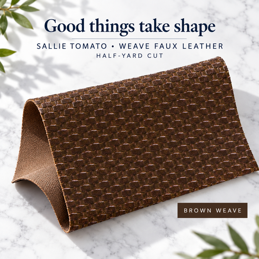 Sallie Tomato Weave faux leather, half-yard cut — Brown Weave