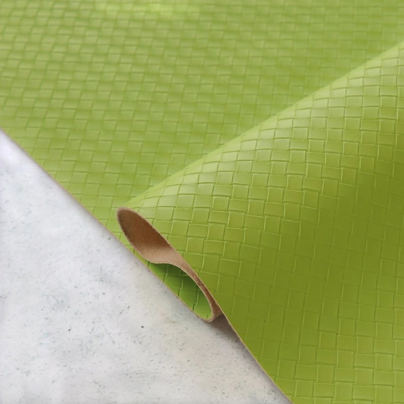 Faux Leather - White Grape Basket Weave - Everything Fabric
