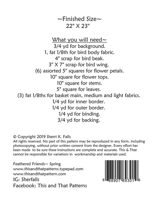 Feathered Friends Spring Mini Quilt Hanging Pattern - Everything Fabric