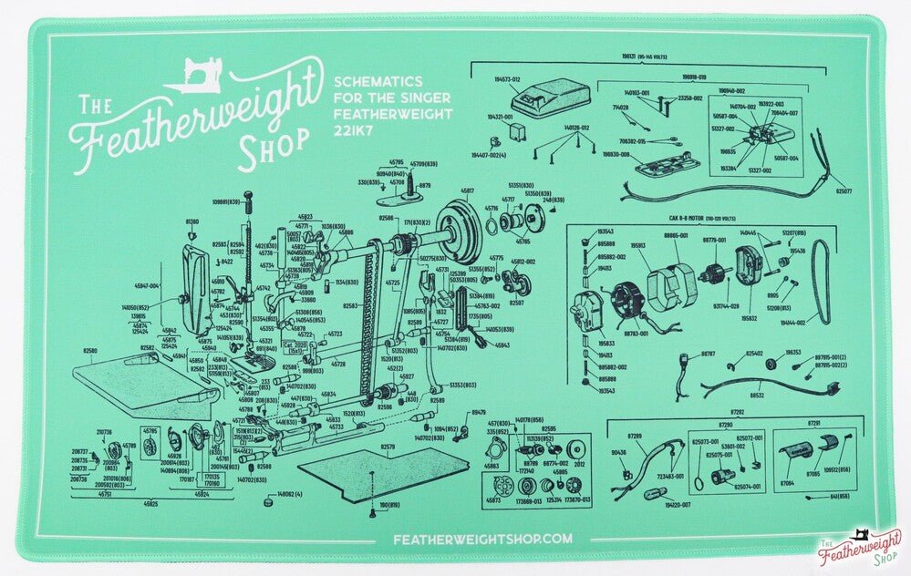 Featherweight Schematic Servicing Mat for the White 221K7 Machine - Everything Fabric