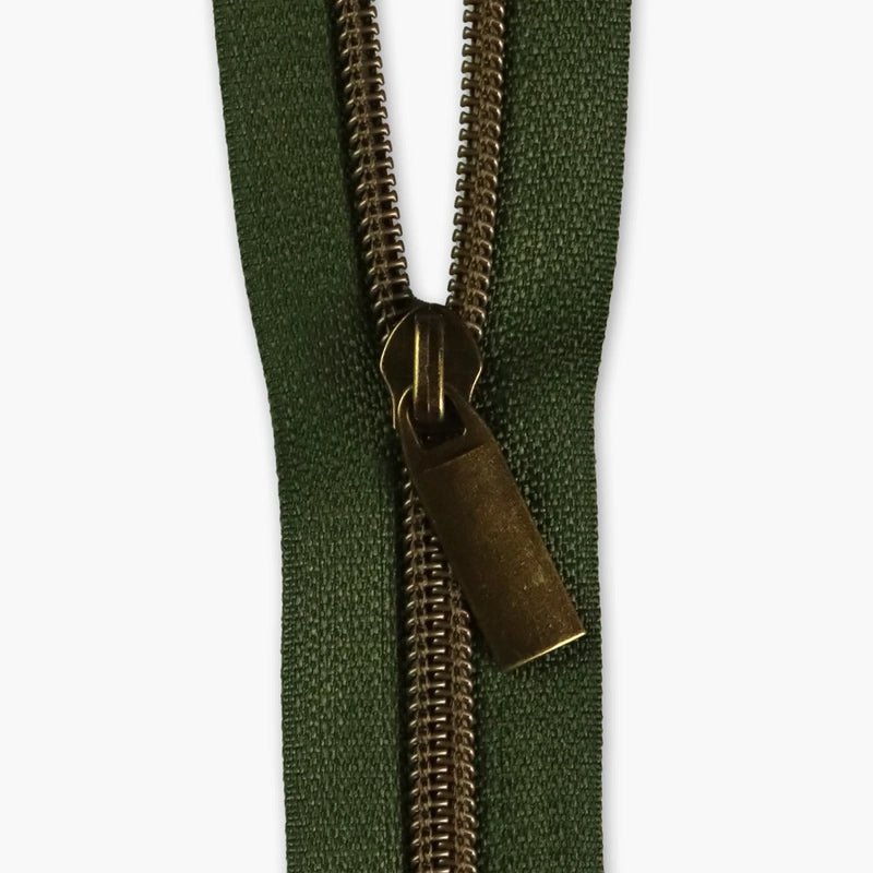 Fern 5 Nylon Antique Coil Zippers: 3 Yards With 9 Pulls - Everything Fabric