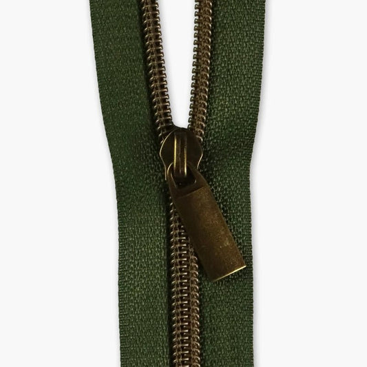 Fern 5 Nylon Antique Coil Zippers: 3 Yards With 9 Pulls - Everything Fabric