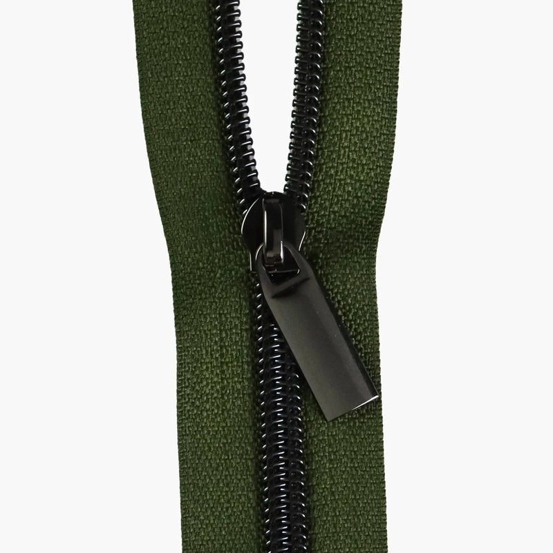 Fern 5 Nylon Gunmetal Coil Zippers: 3 Yards With 9 Pulls - Everything Fabric