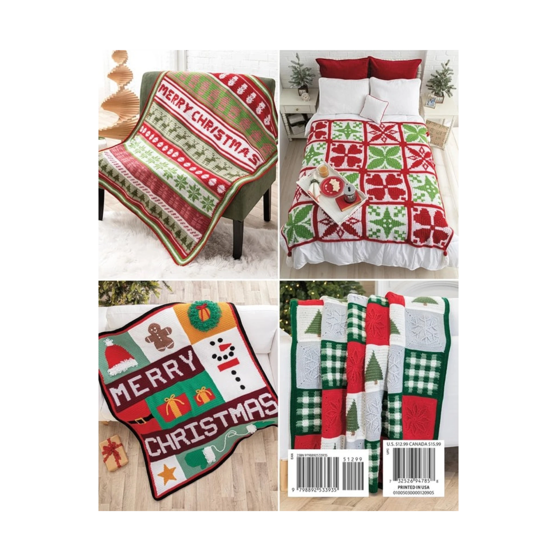 Festive Christmas Crochet Afghans Book - Everything Fabric