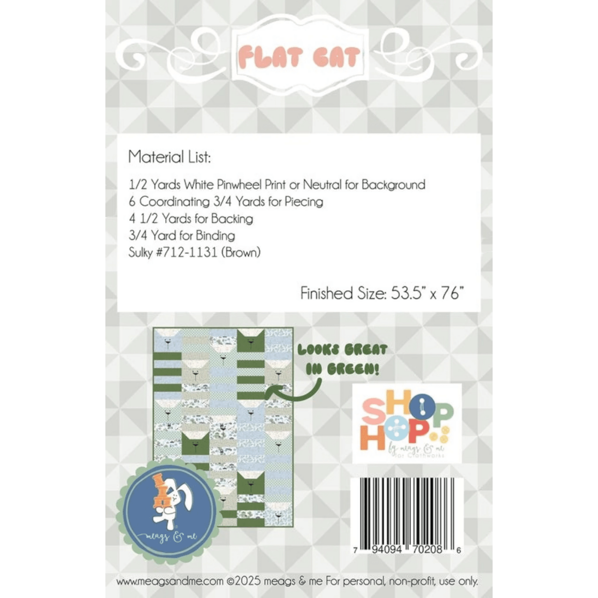 Flat Cat Quilt Pattern - Everything Fabric