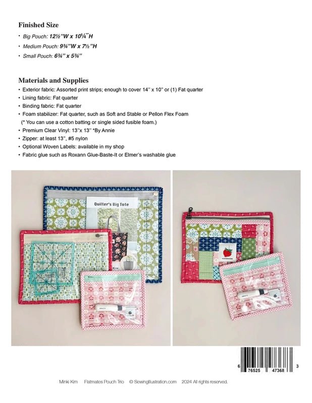 Flatmates Pouch Trio Pattern - Everything Fabric
