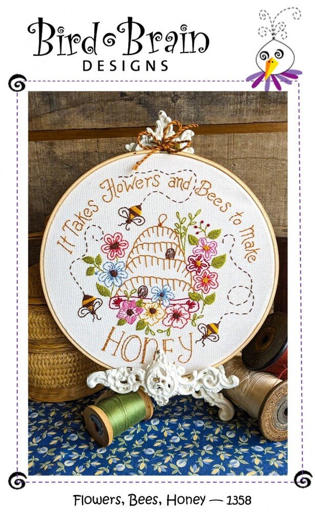Flowers, Bees, Honey Embroidery Wall Hanging - Everything Fabric