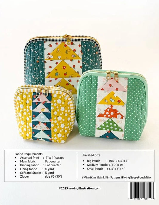 Flying Geese Pouch Trio Bag Pattern - Everything Fabric