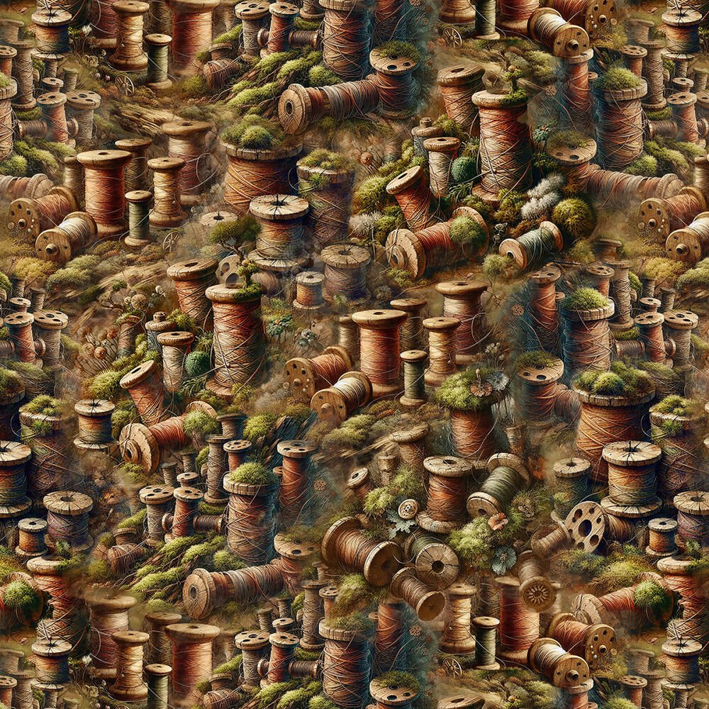 Forget Me Not - Moss Thread and Moss 8in repeat - Everything Fabric