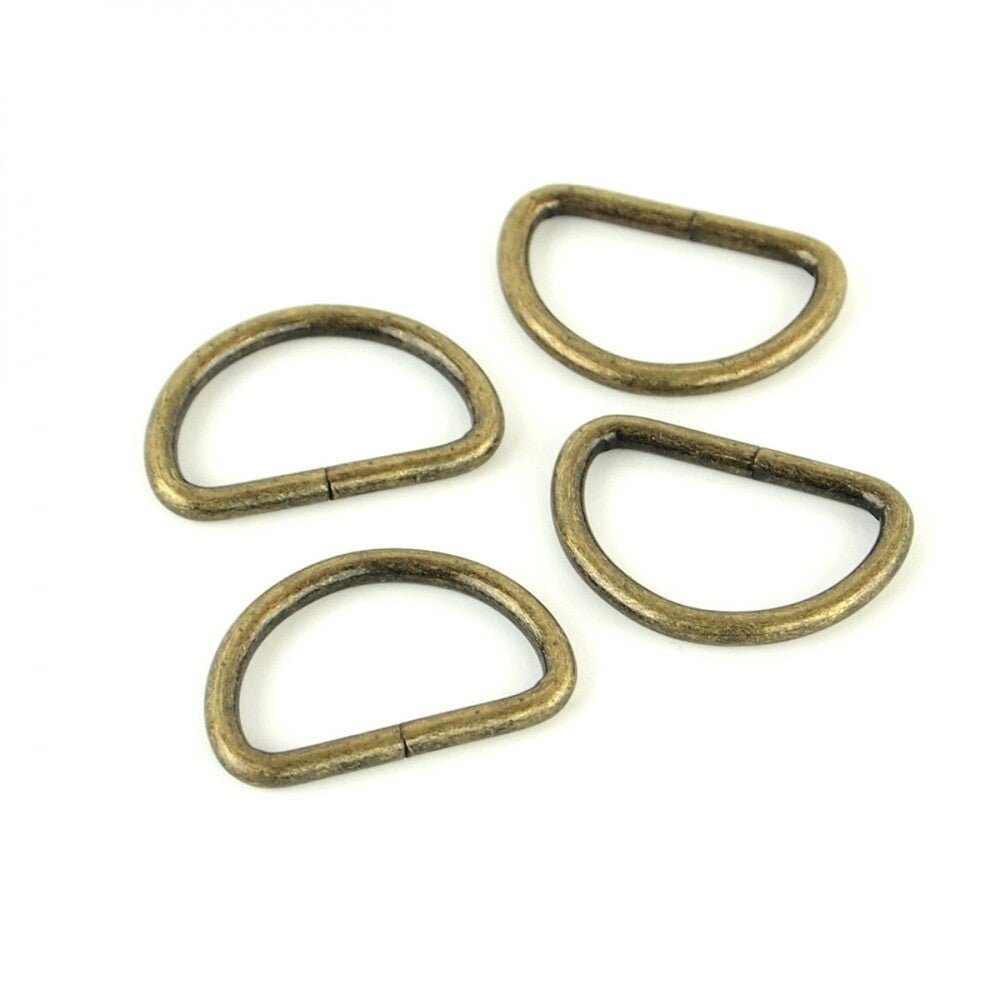 Four D-Rings 25 mm Antique - Everything Fabric