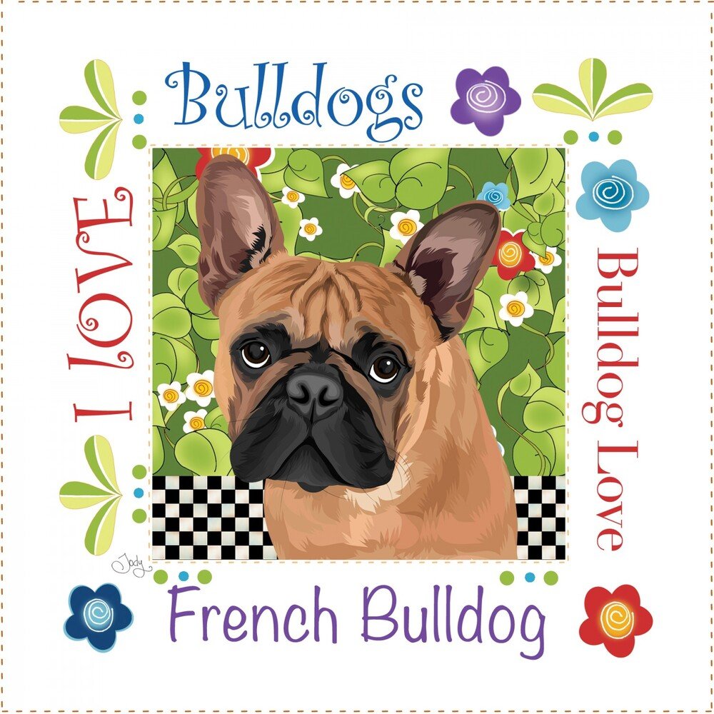 French Bulldog 152 mm Fabric Art Panel by Jody Houghton - Everything Fabric