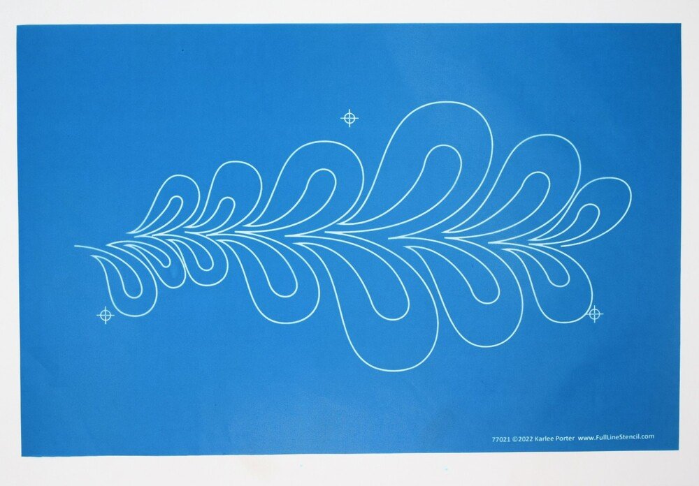 Full Line Stencil Feather Garland Curved - 7.25 in x 14.75 in - Everything Fabric