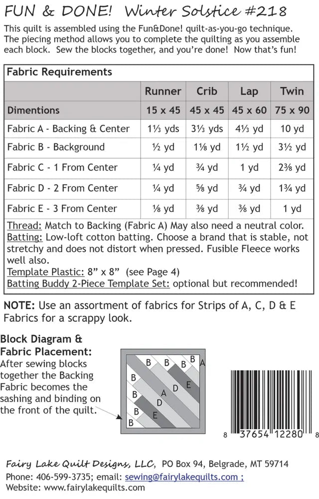 Fun & Done! Quilting Pattern - WINTER SOLSTICE - Everything Fabric