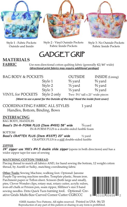 Gadget Grip Bag Pattern - Everything Fabric
