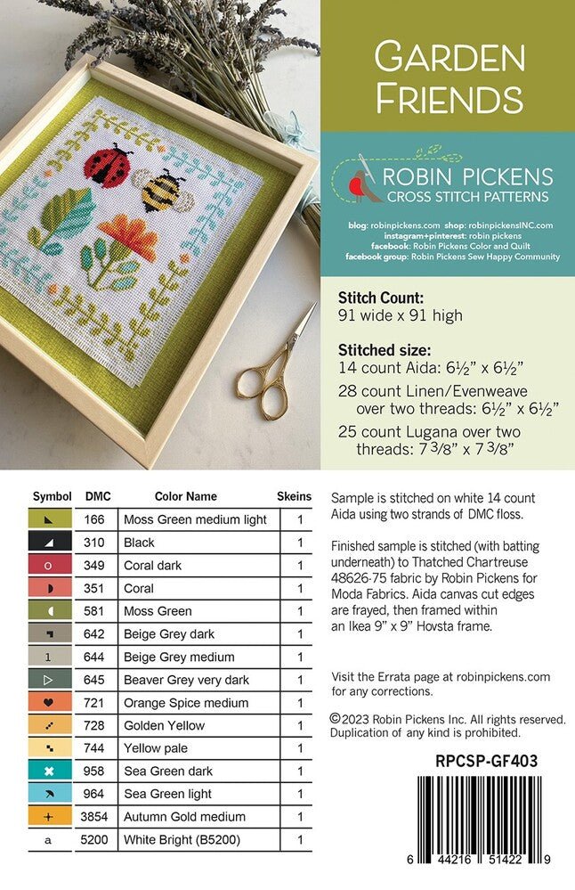 Garden Friends Cross Stitch Pattern - Everything Fabric