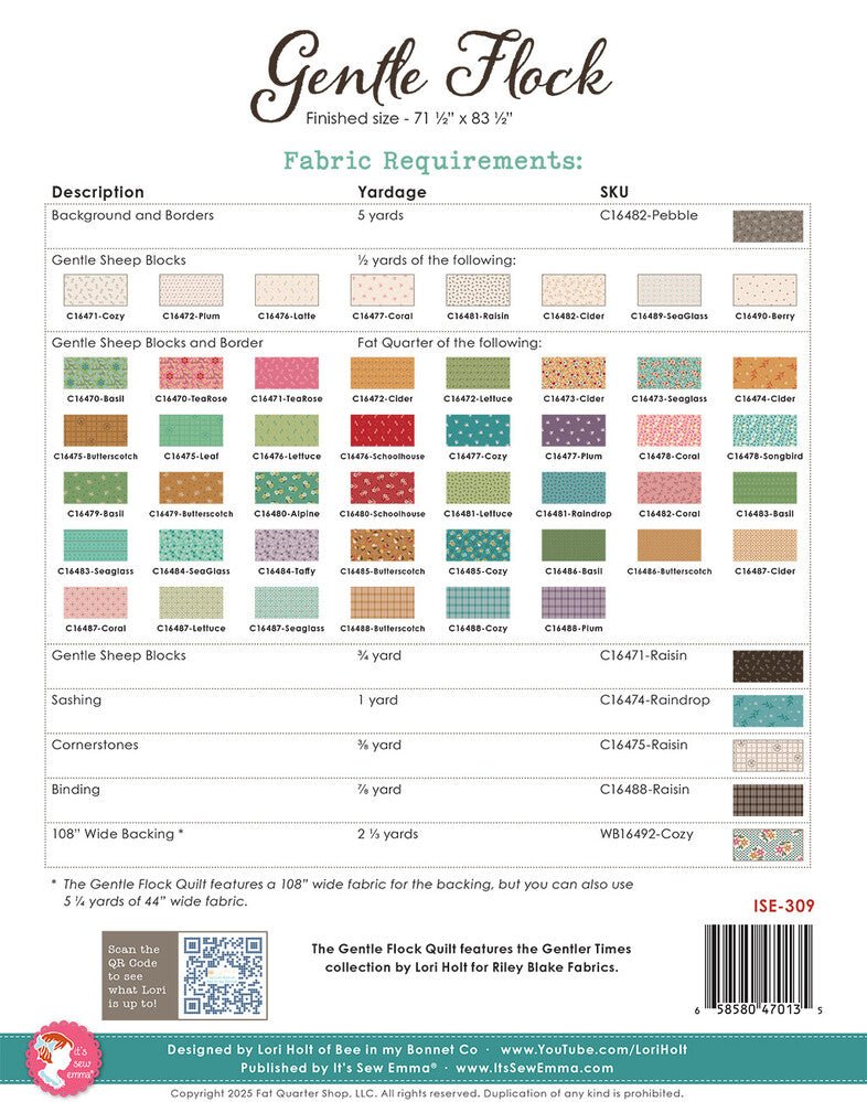 Gentle Flock Quilt Pattern by Lori Holt - Everything Fabric