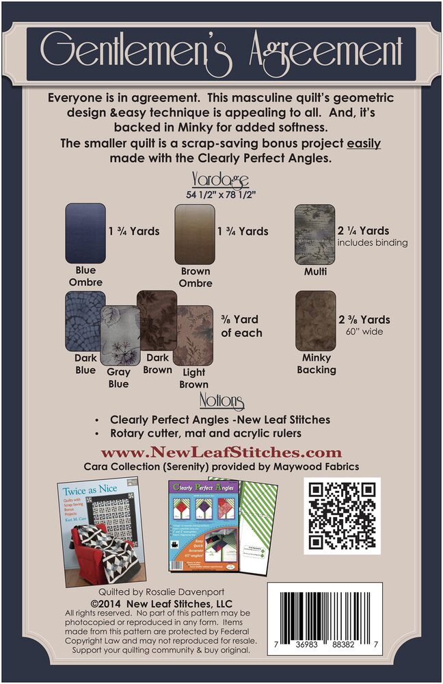 Gentlemen's Agreement Quilt Pattern - Everything Fabric
