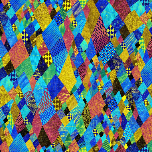 Gilded Plume - Multi Crazy Quilt W/metallic - Everything Fabric