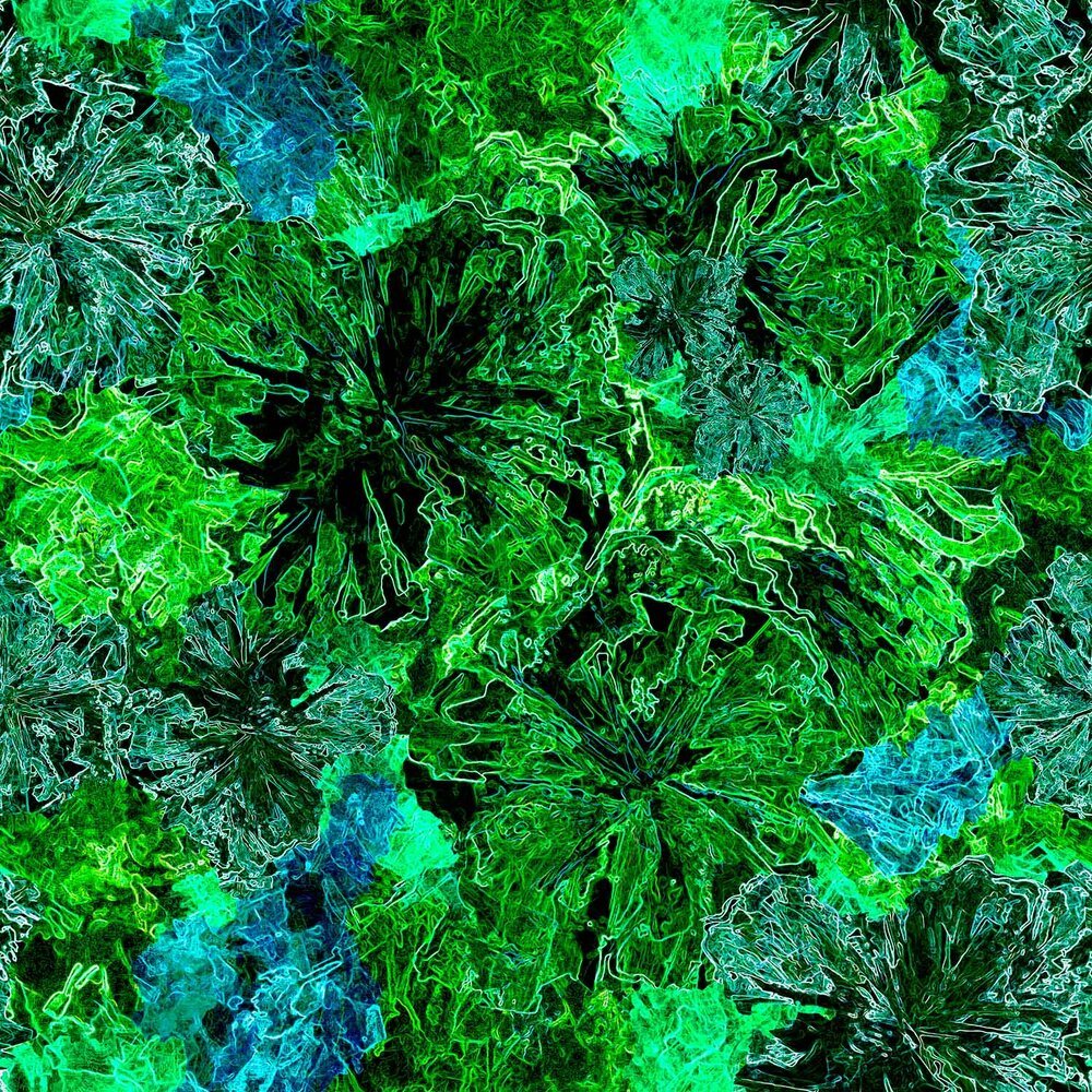 Glorious Gum Blossoms - Stylised Blossoms Green - Everything Fabric