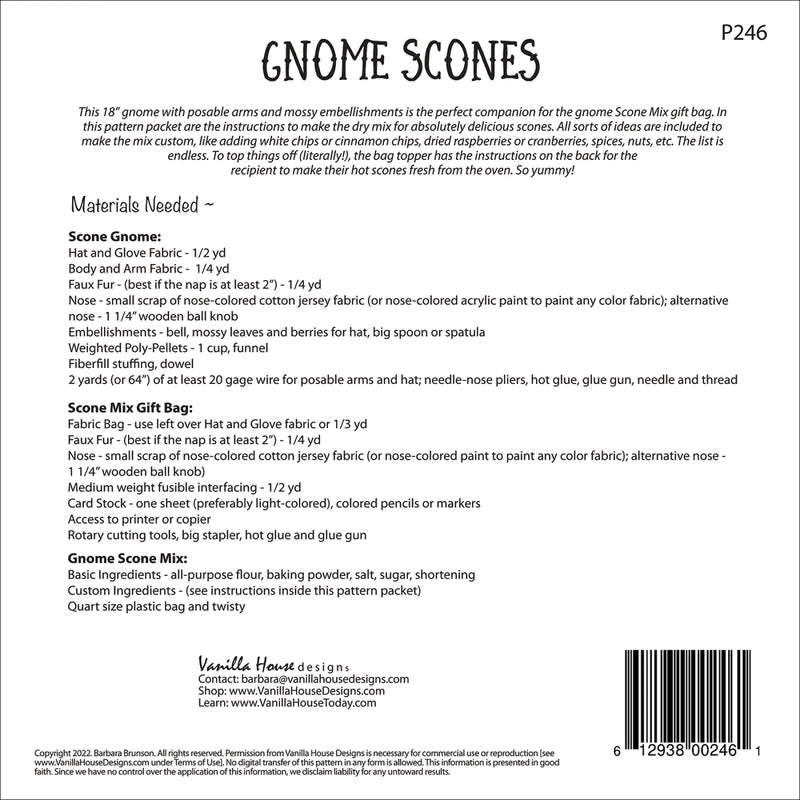 Gnome Scones Pattern - Everything Fabric