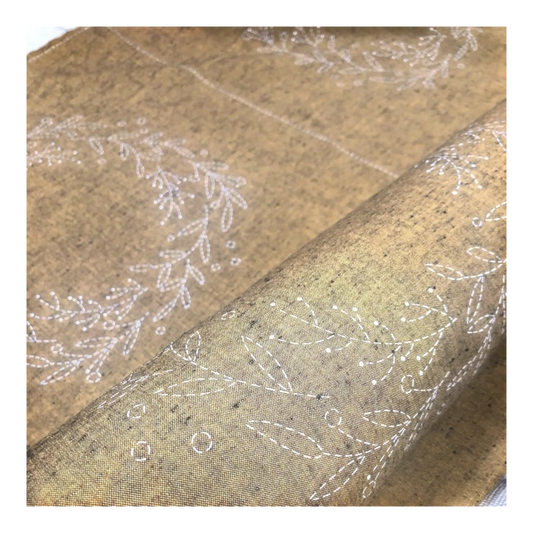 Sashiko Pre-stencilled Wreath Panel Gold