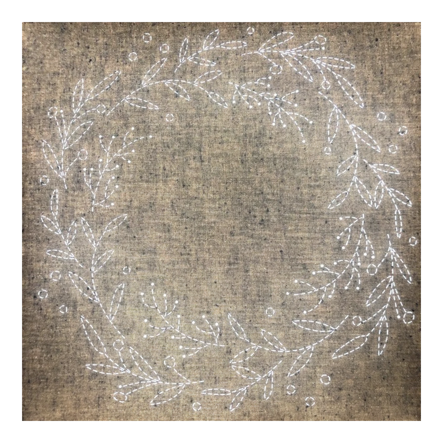 Sashiko Pre-stencilled Wreath Panel Gold
