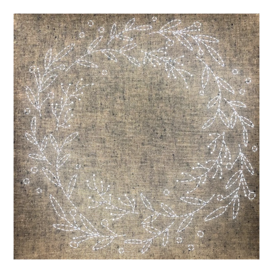 Sashiko Pre-stencilled Wreath Panel Gold
