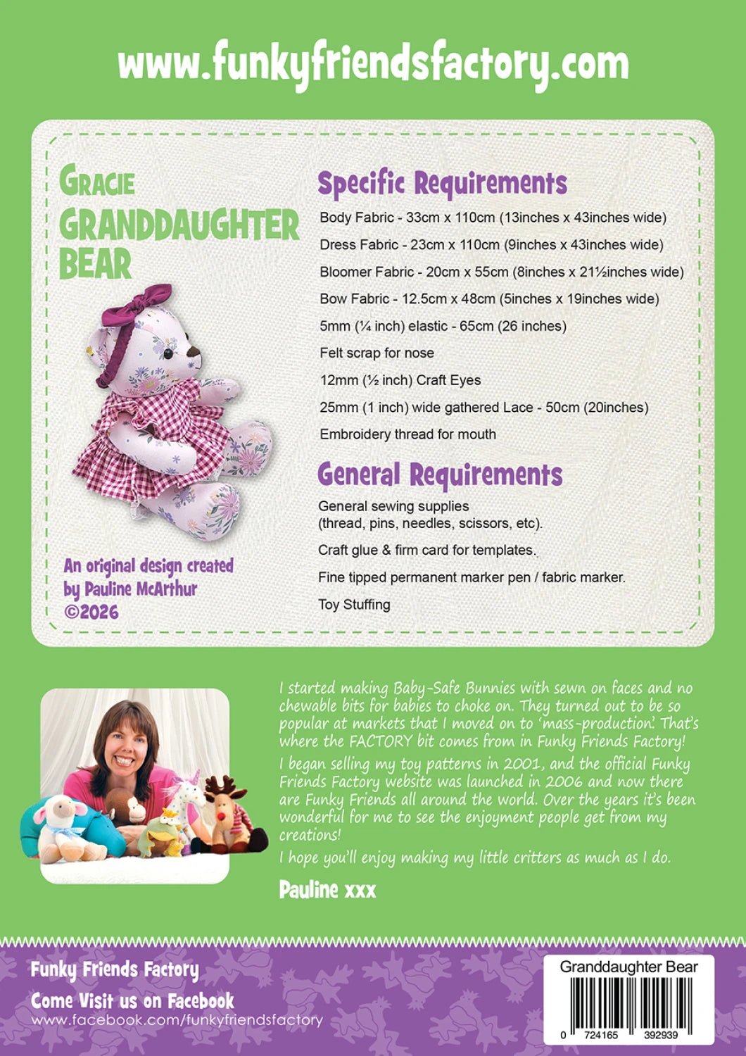 Gracie GRANDDAUGHTER Bear Pattern - Everything Fabric