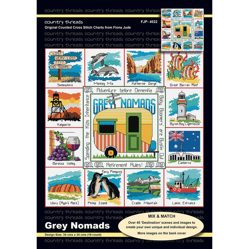 Grey Nomads Cross Stitch Pattern - Everything Fabric