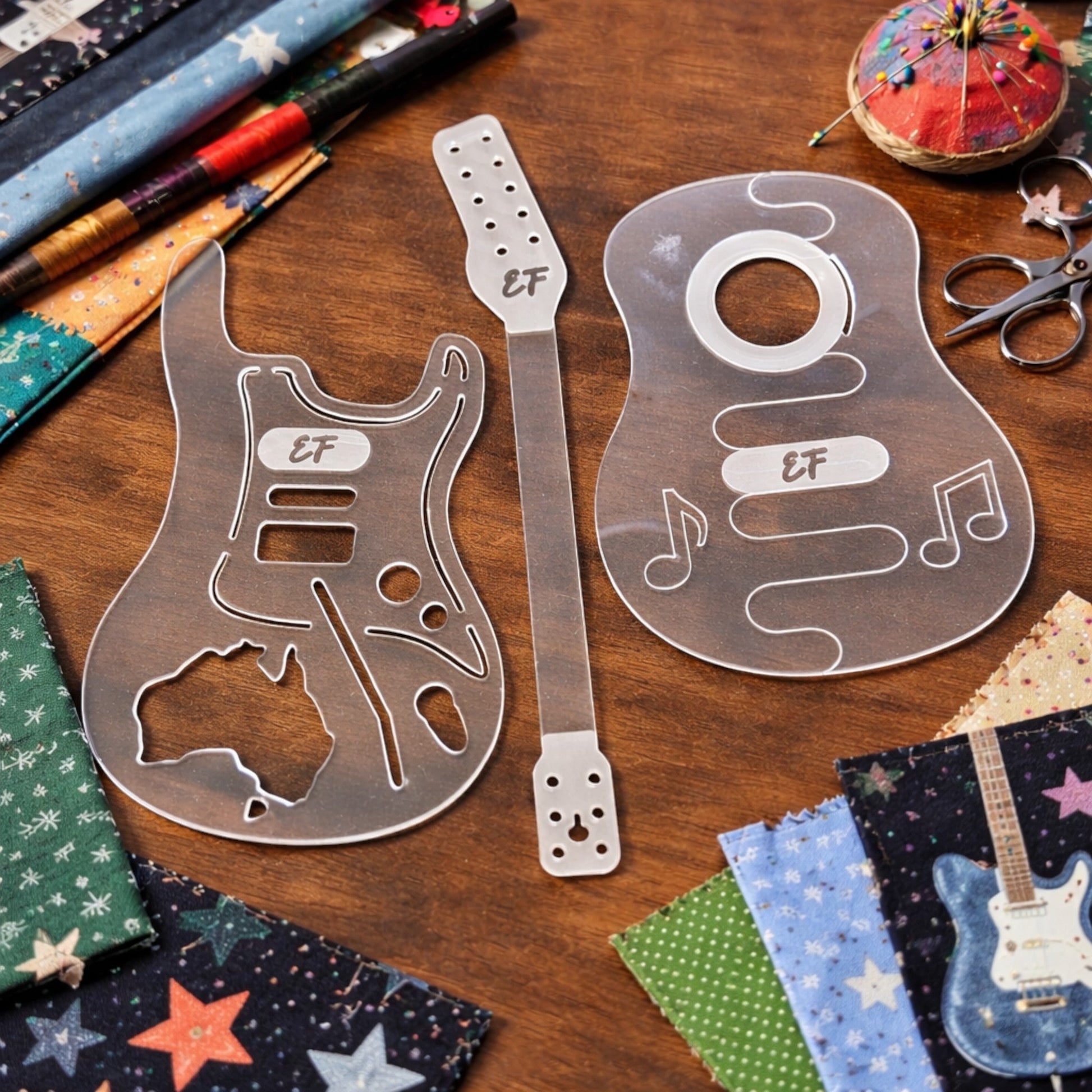 Guitar Appliqué Acrylic Template Set - 12 in - Everything Fabric