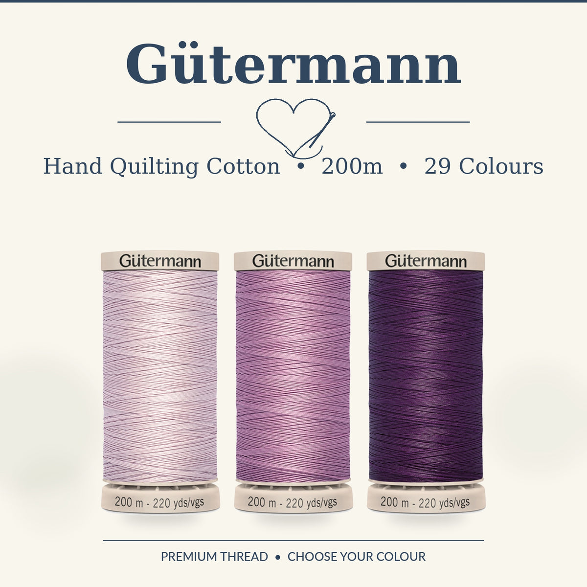 Gutermann Hand Quilting Cotton Thread - 29 Colours - Choose Options