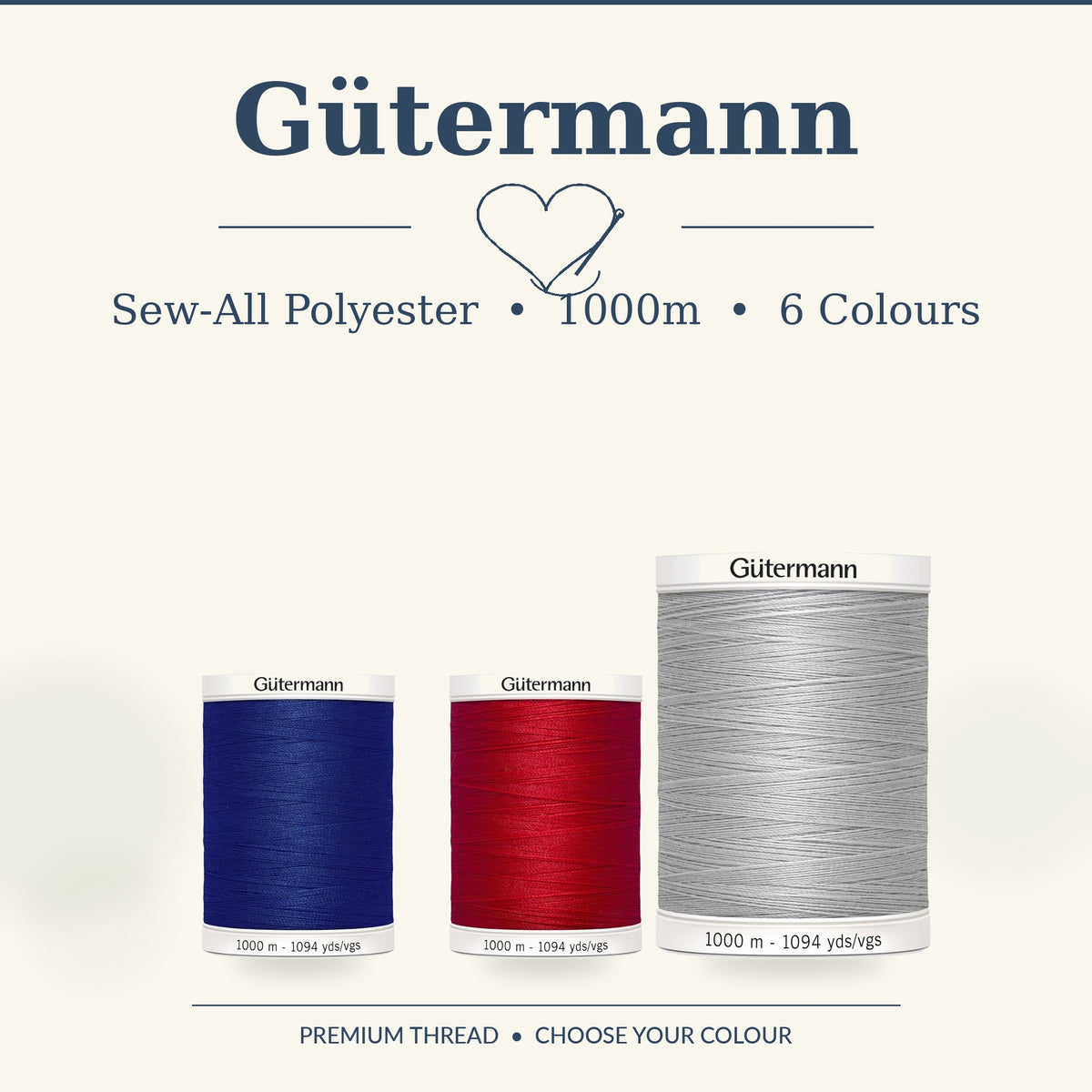 Gutermann Sew-All Polyester Thread 1000m - 6 Colours - Choose Options