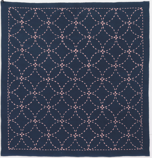 Hana Fukin Sashiko Sampler Kit Shippo Tsunagi Navy - Everything Fabric