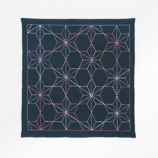 Hana Fukin Sashiko Sampler Kit Tobi Asanoha Navy - Everything Fabric