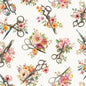 Happy Place - Cream Tossed Floral Scissors - Everything Fabric