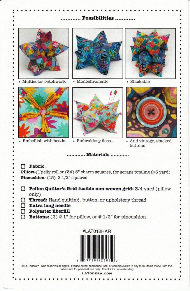 Harlequin Star Pillow & Pincushion Pattern - Everything Fabric