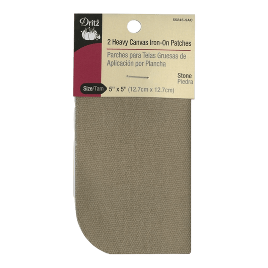 Heavy Canvas Iron-On Patches Stone 2ct - Everything Fabric