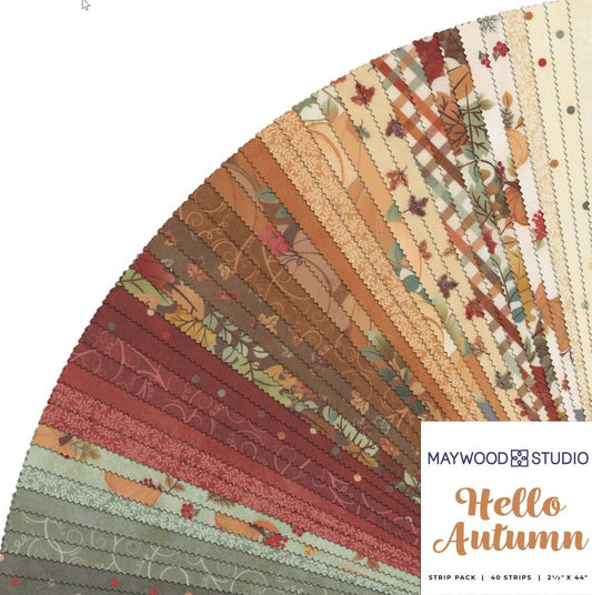 Hello Autumn – 2½″ Strip Roll | 40 Pre-Cut Fabric Strips for Quilting - Everything Fabric