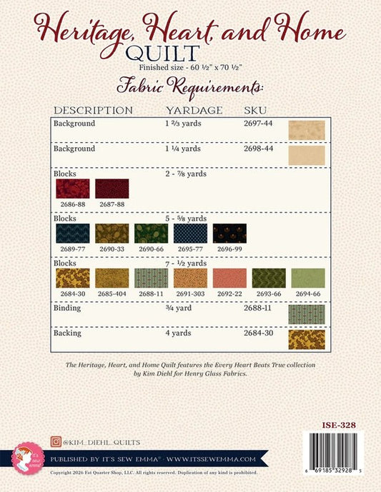 Heritage, Heart, and Home Quilt Pattern - Everything Fabric