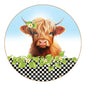 Highland Cow 127 mm Round Fabric Panel by Jody Houghton - Everything Fabric