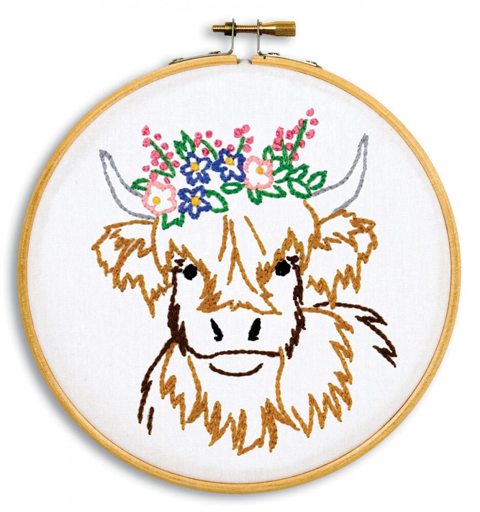 Highland Cow 152 mm Hoop Kit - Everything Fabric