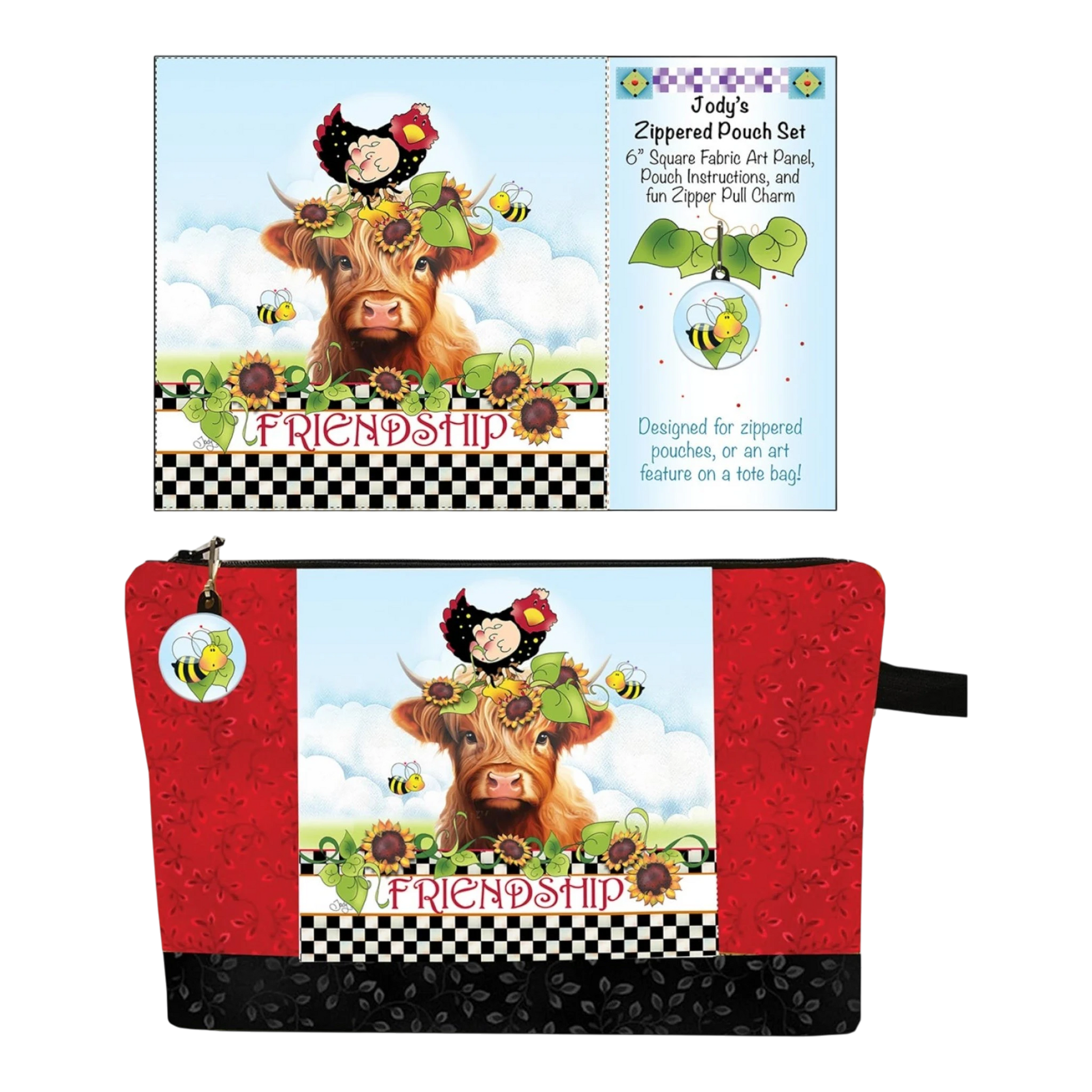 Highland Cow Friendship - Zipper Pouch Set - Everything Fabric