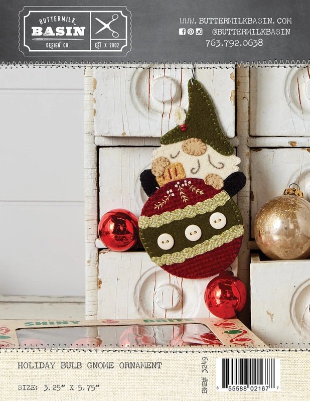 Holiday Bulb Gnome Ornament Pattern - Everything Fabric