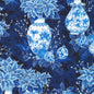 Holiday Flourish Festive Finery - Vases Navy w/Metallic - Everything Fabric