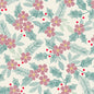 Holiday Stitches - Cream Stitched Holly - Everything Fabric